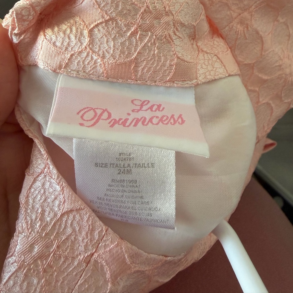 La Princess Blush Pink Floral Jacquard Party Dress | Pink Toddler Dress | 24M - Picture 7 of 7